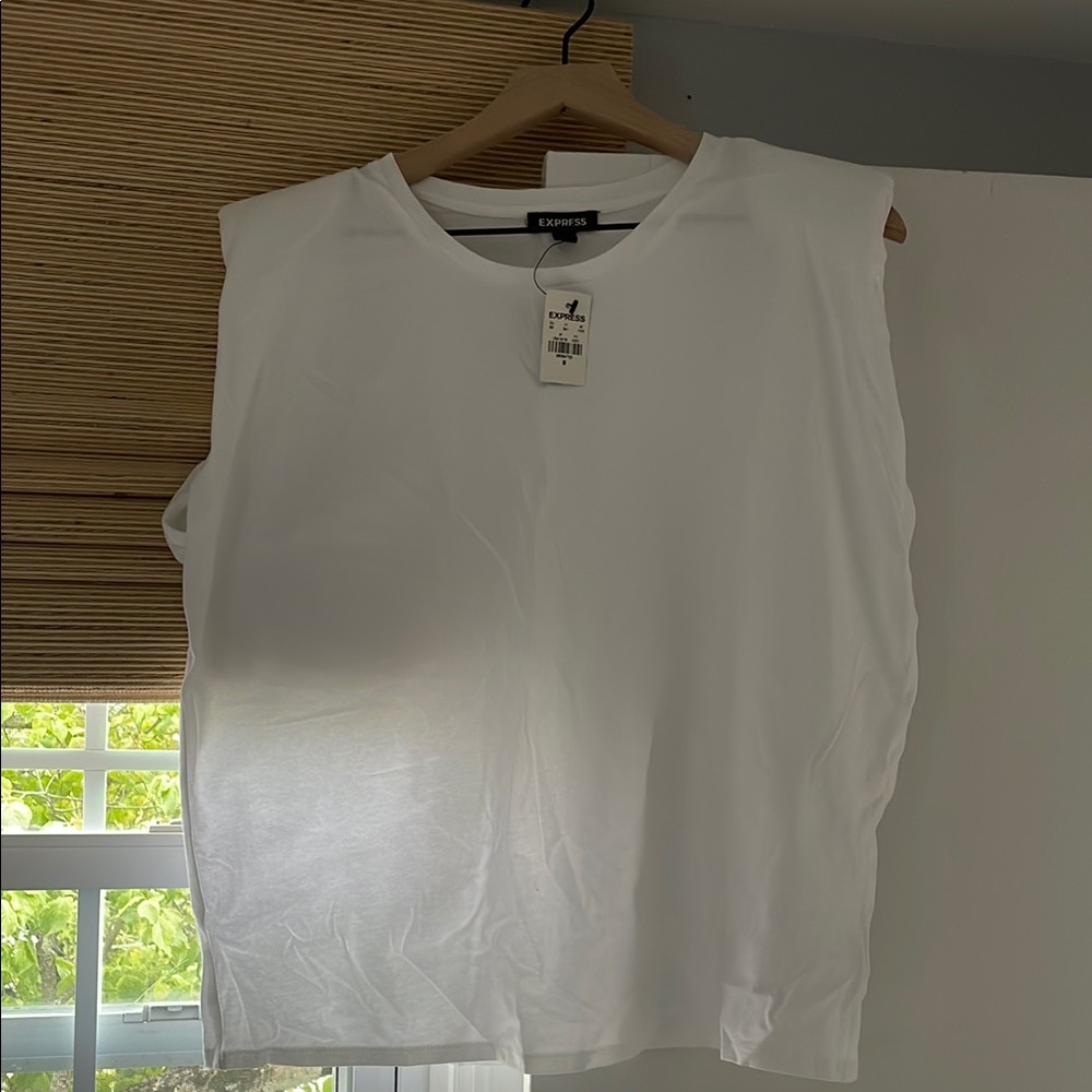 Express White Boxy Muscle Tee
